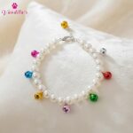 VANDITA'S Cat/Puppy Pearl Jewellery Collar with Multicolour Bells ( OFF WHITE ) - Image 2