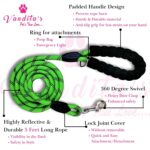 VANDITA'S Premium Reflective Rope Dog Leash | Heavy Duty Braided Pet Lead with Soft Foam Padded Handle, 360° Swivel Metal Clip & O-Ring | Strong Walking & Training Leash for Small, Medium & Large Dogs - Image 4