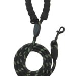 VANDITA'S Reflective Round Dog Leash 12MM – Heavy Duty Rope Lead with 360° Movable Imported Snap Hook – High Visibility Black – for Small & Medium Dogs