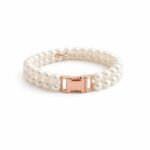VANDITA'S Pearl Cat & Puppy Collar with Rose Gold Buckle | Double Strand Faux Pearl Necklace for Cats, Kittens & Small Dogs | Elegant Pet Accessory