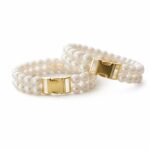 VANDITA'S Double Strand Pearl Cat & Puppy Collar | Faux Pearl Pet Necklace with Matte Gold Quick Release Buckle | Luxury Collar for Cats, Kittens & Small Dogs