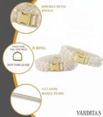 VANDITA'S Double Strand Pearl Cat & Puppy Collar | Faux Pearl Pet Necklace with Matte Gold Quick Release Buckle | Luxury Collar for Cats, Kittens & Small Dogs - Image 2
