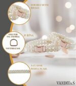 VANDITA'S Pearl Cat & Puppy Collar with Rose Gold Buckle | Double Strand Faux Pearl Necklace for Cats, Kittens & Small Dogs | Elegant Pet Accessory - Image 3